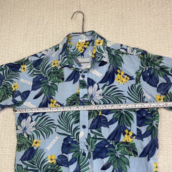 Ski-Doo Blue Button Shirt Men's M Bombardier Club Floral Hawaiian Shirt Summer - Picture 9 of 16